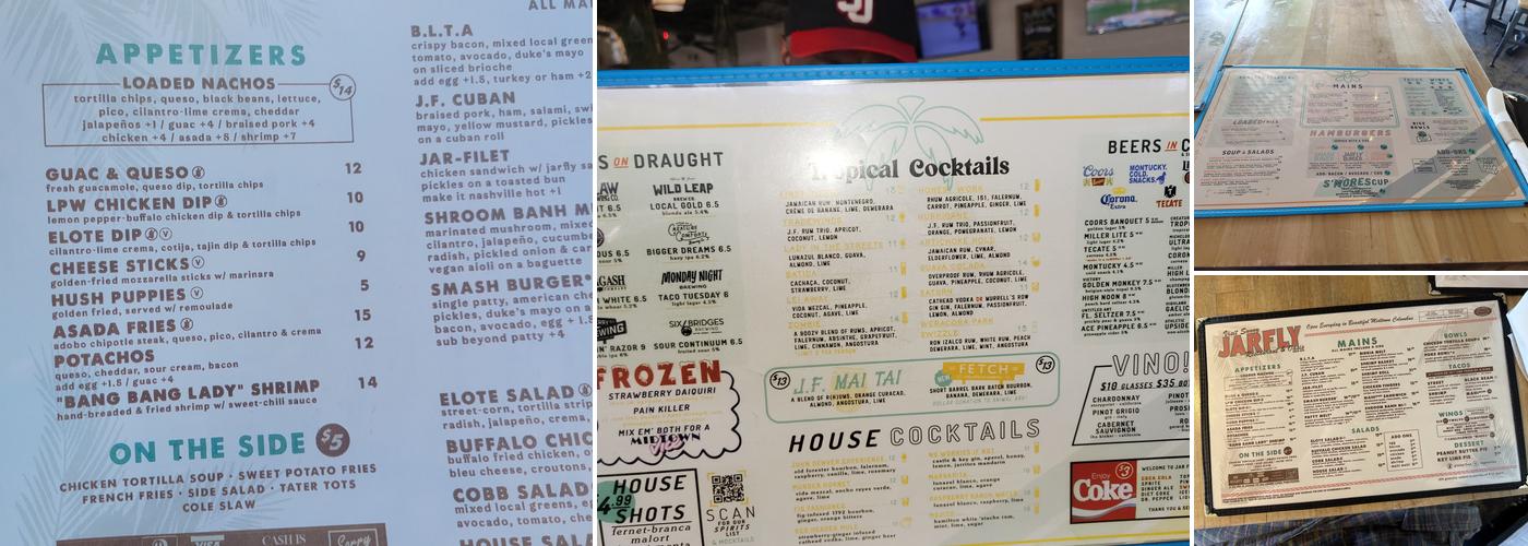 Jarfly Menu