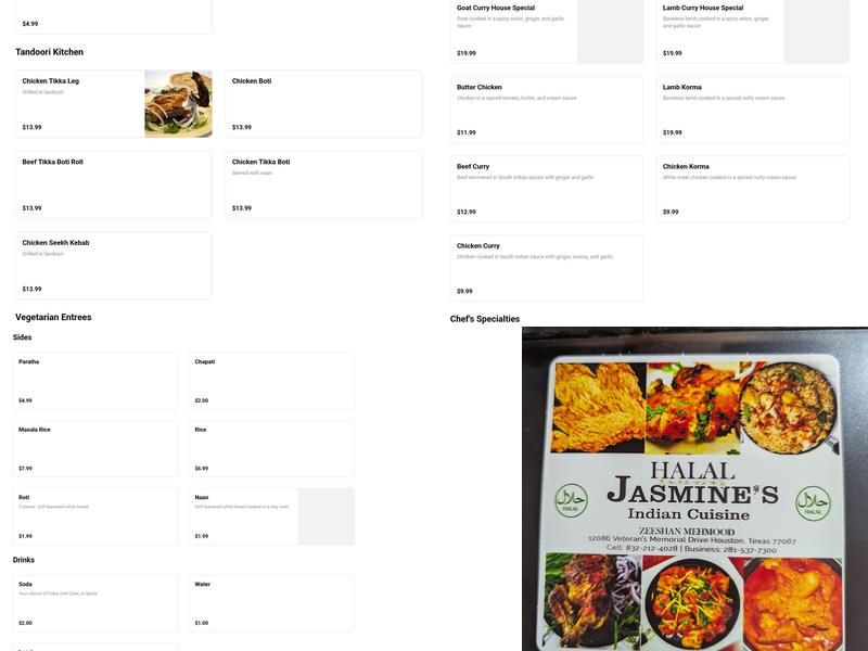 Jasmin's Menu