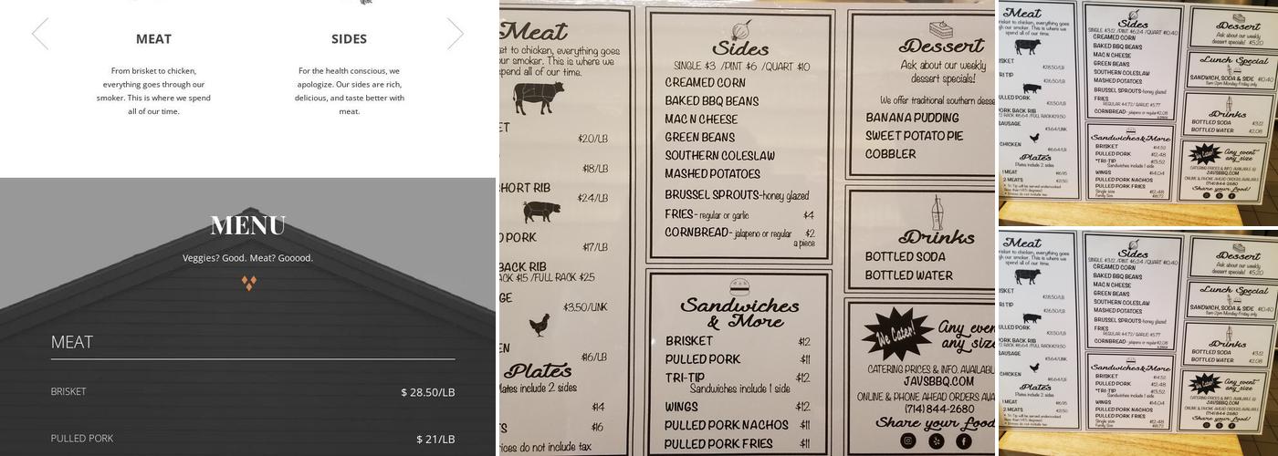 Jav's Bar-B-Q Menu