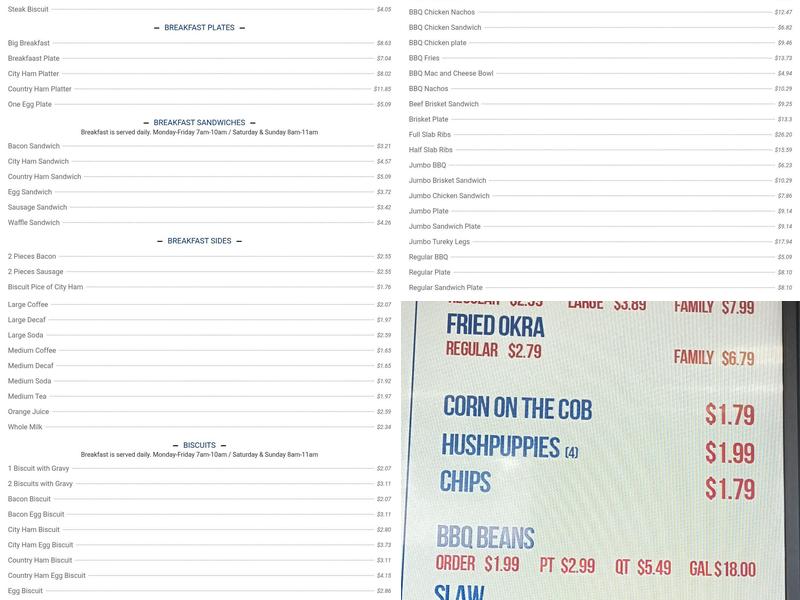 Three Little Pigs Bar-B-Q Menu