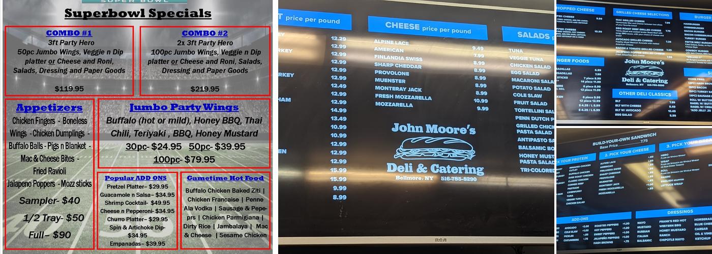 John Moore's Deli & Caterers Menu