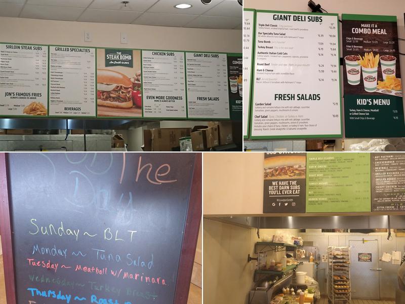 Jon Smith Subs Menu