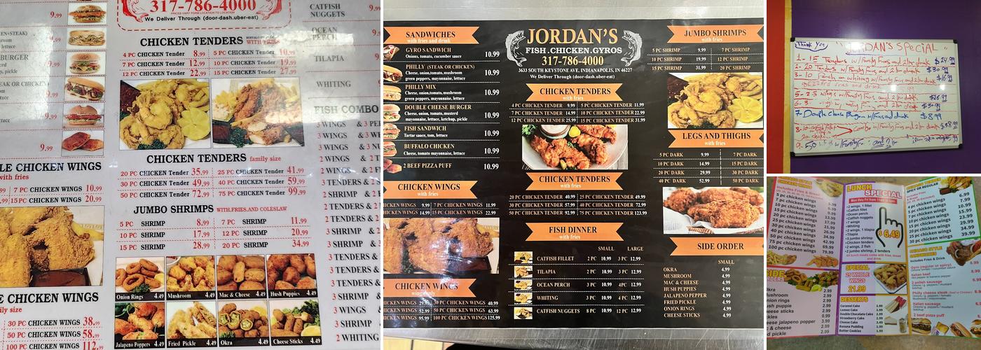 Jordans Fish & Chicken Menu