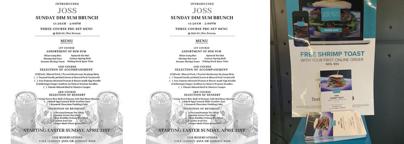 Joss Bites Menu
