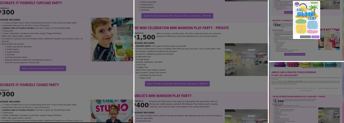 Jubilee Cake Studio Menu