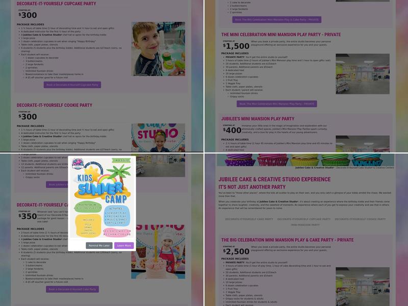 Jubilee Cake Studio Menu