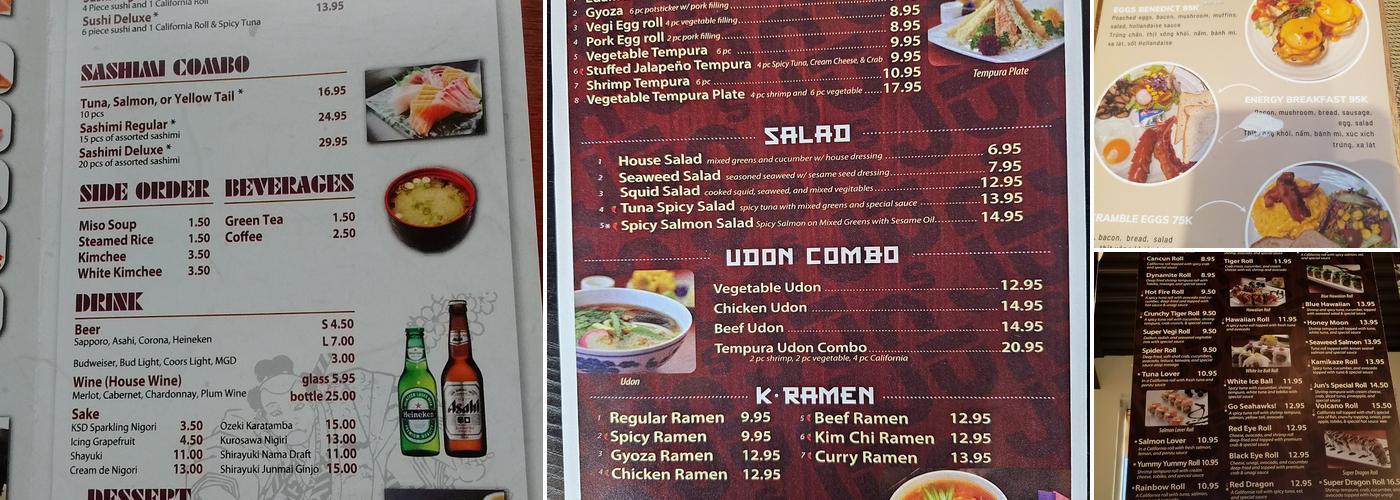 Jūn's Sushi and Bento Menu