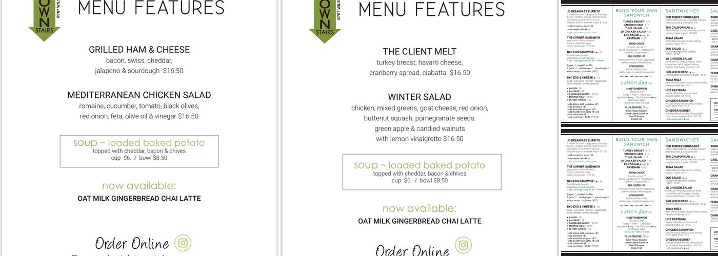 Just Downstairs Menu