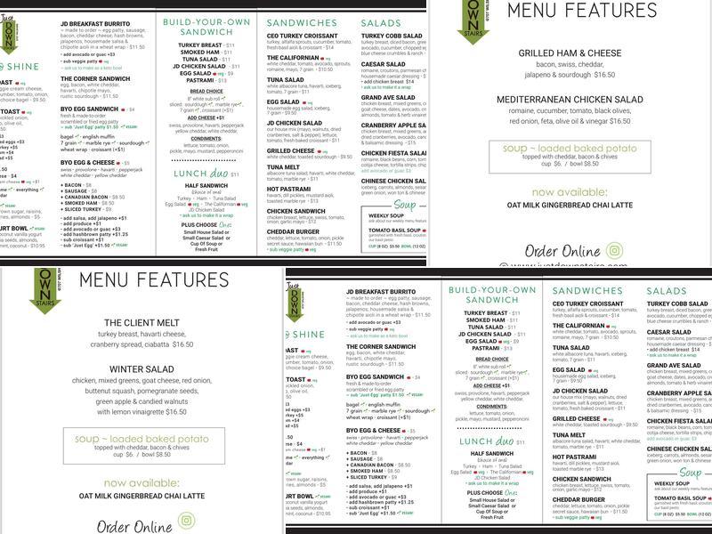 Just Downstairs Menu