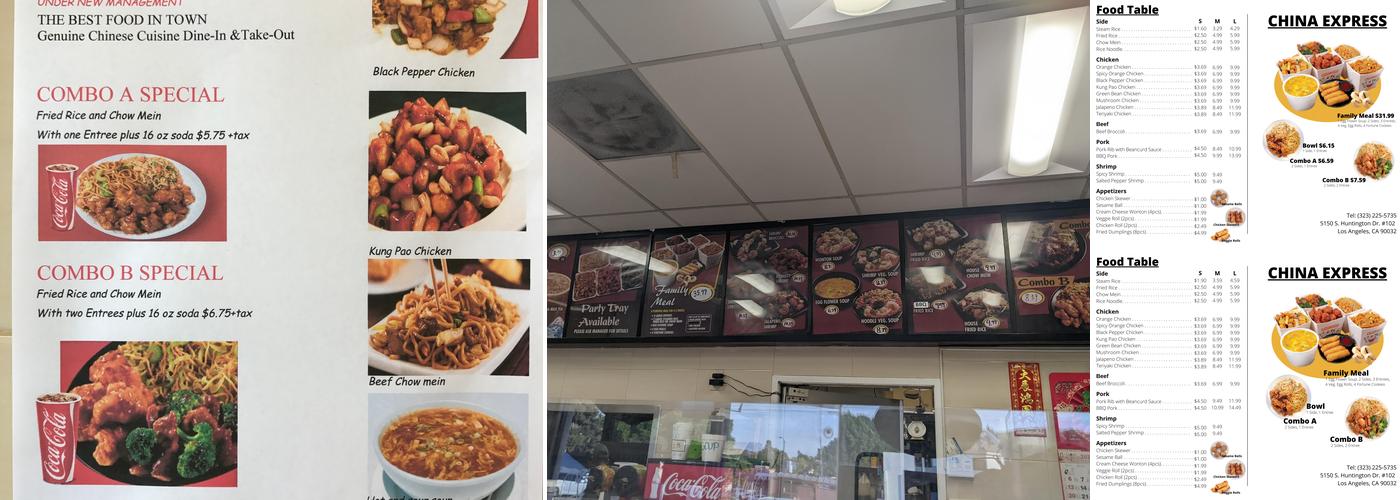 K H China Express Menu