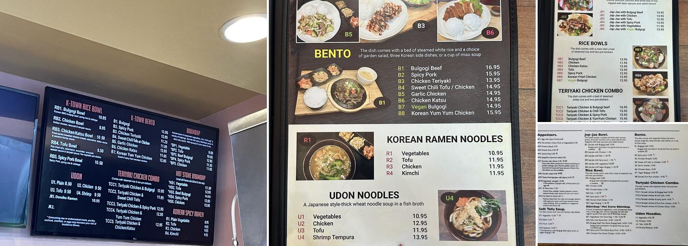K-Town Rice Bowl & Korean Fusion Deli Menu