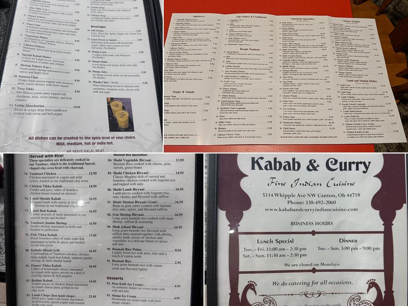 Kabab & Curry Menu