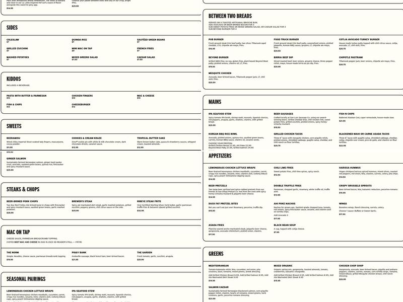 Karl Strauss Brewing Company Menu