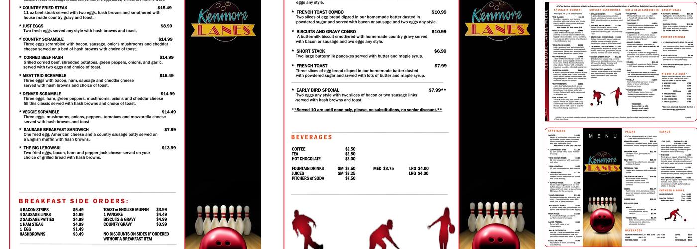 Kenmore Lanes Menu