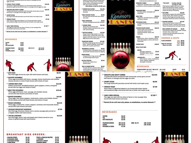 Kenmore Lanes Menu
