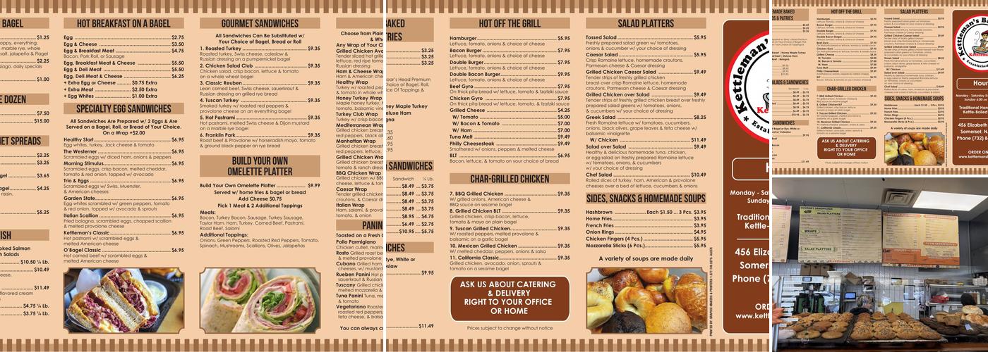 Kettleman's Bagels - SOMERSET Menu