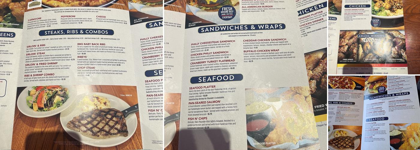Kickback Jack's High Point Menu