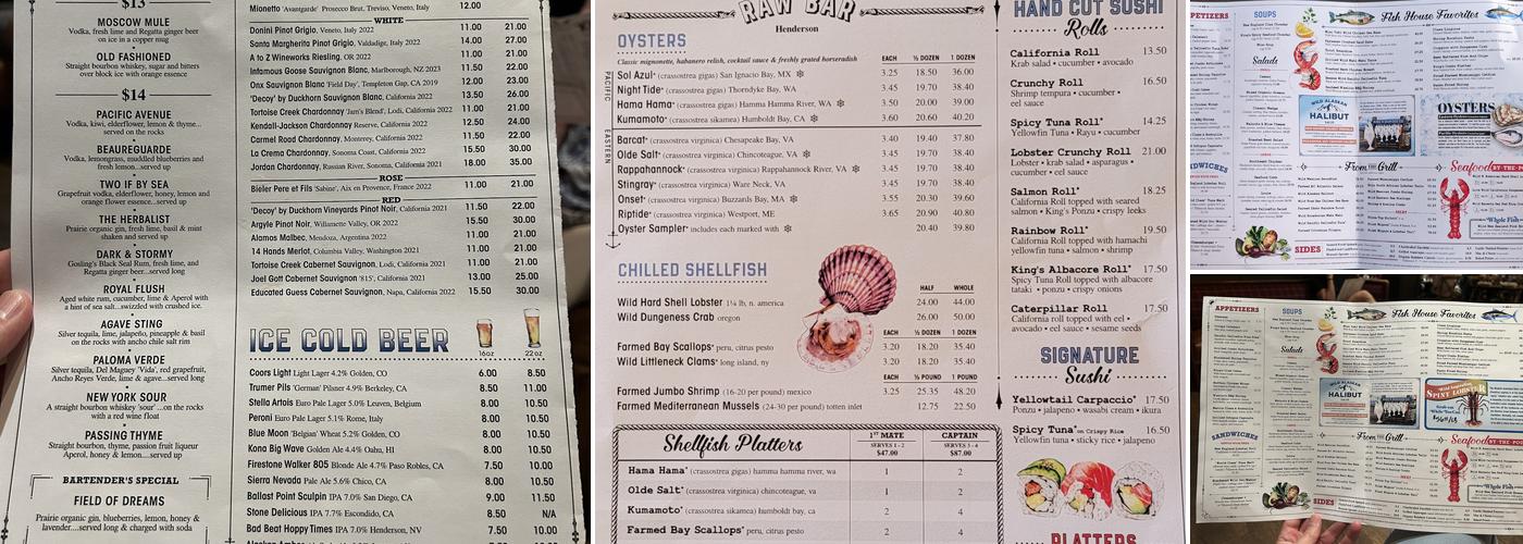 King's Fish House Menu