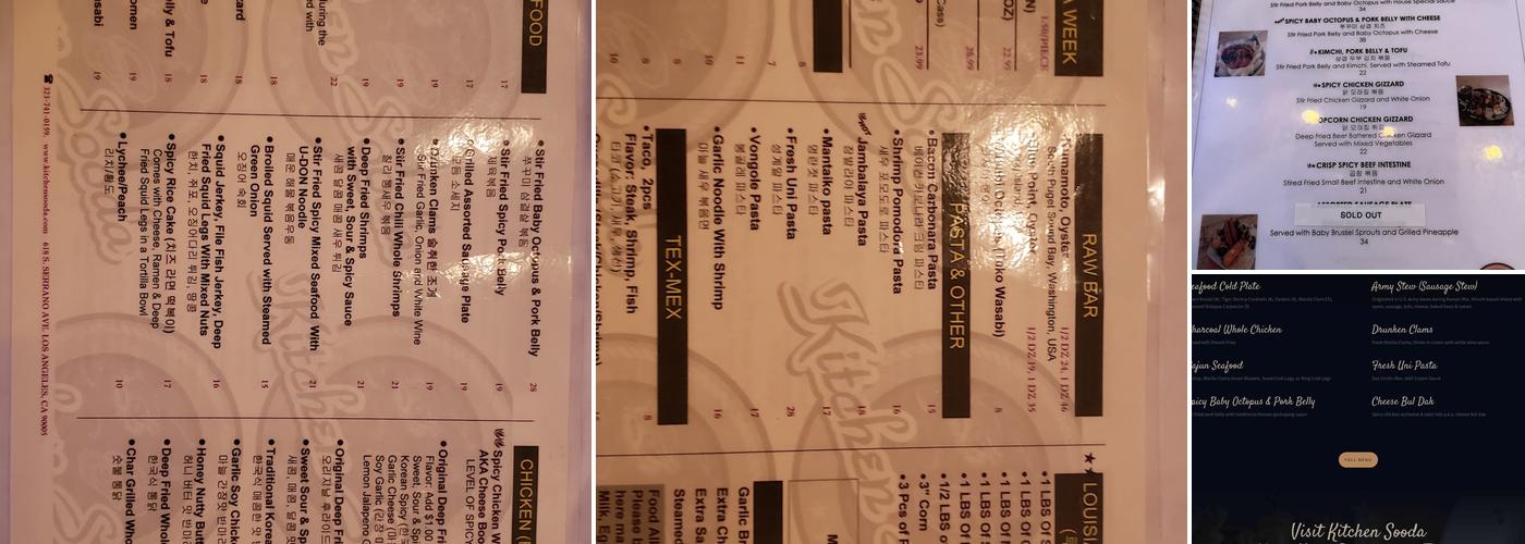 Kitchen Sooda Menu