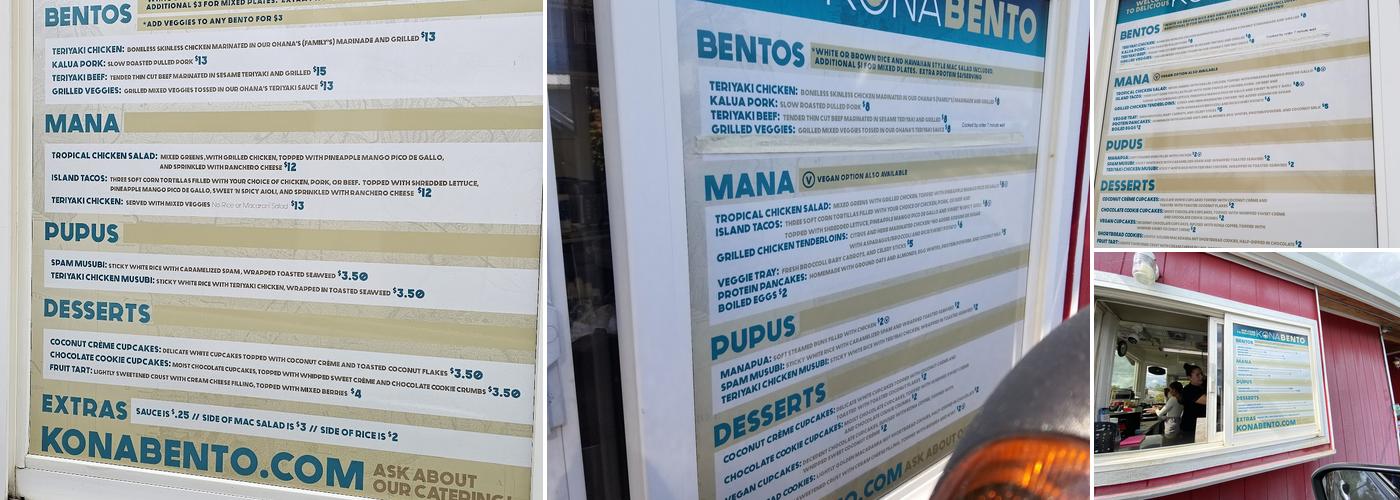 Kona Bento Menu