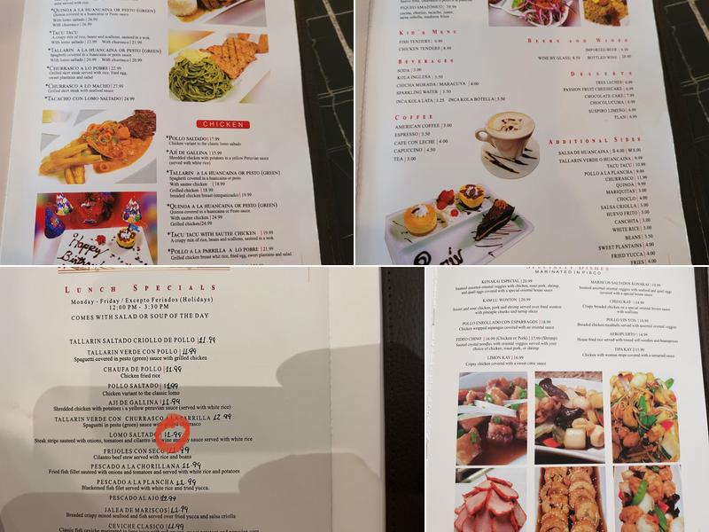 Konakai Peruvian Cuisine Menu