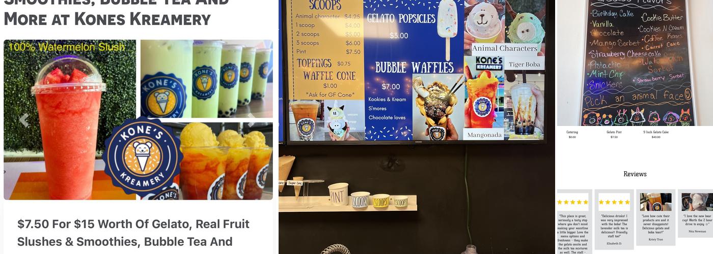 Kones Kreamery Menu