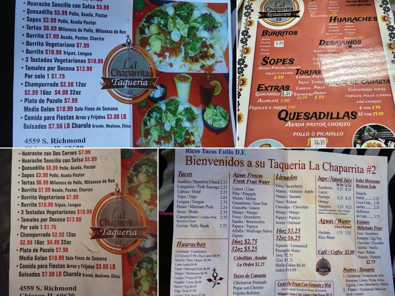 La Chaparrita Taqueria #2 Menu