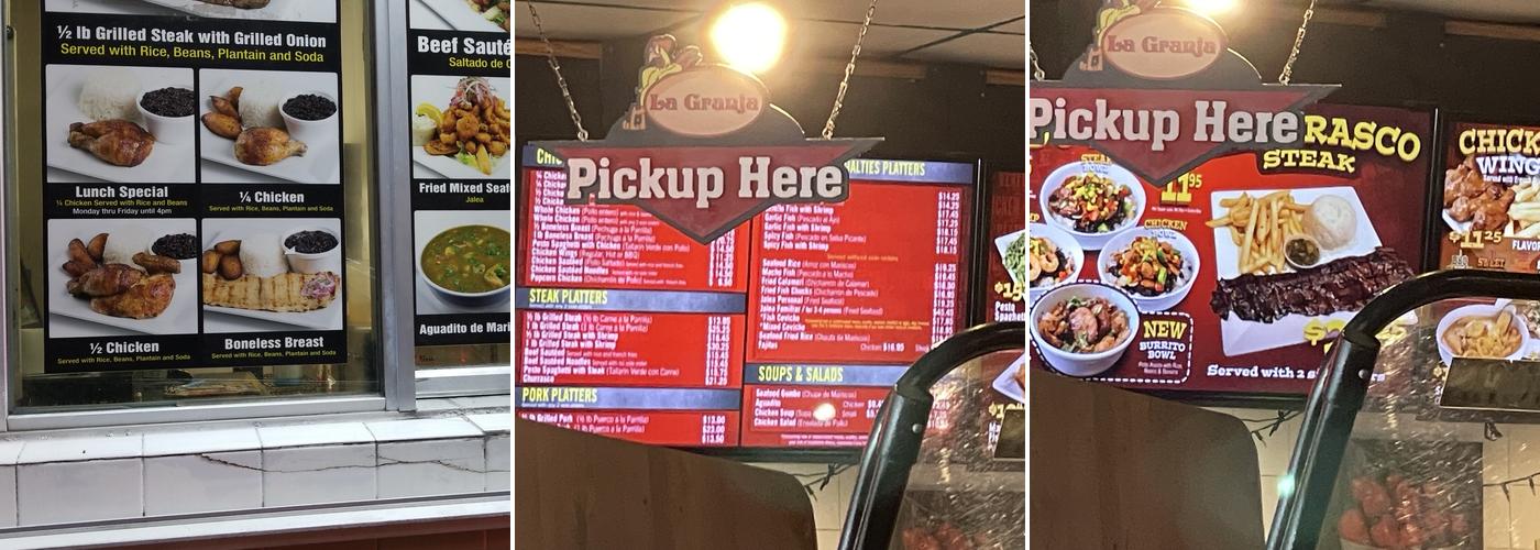 La Granja Menu