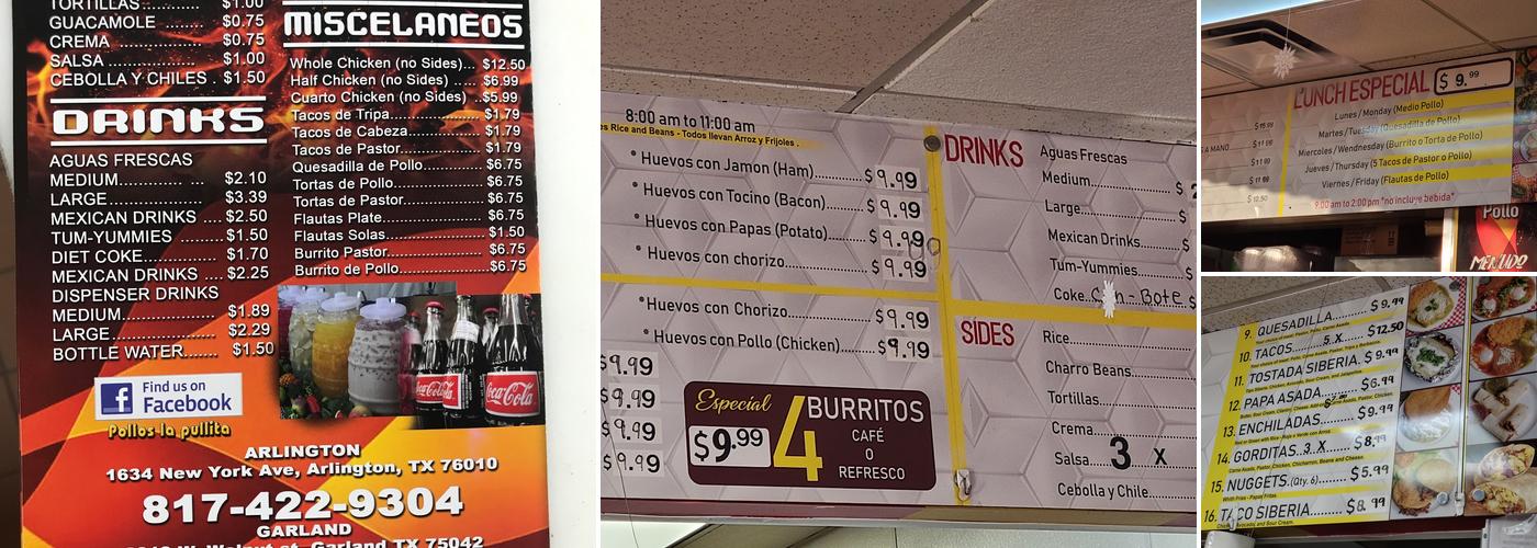 Pollos La Pullita Menu