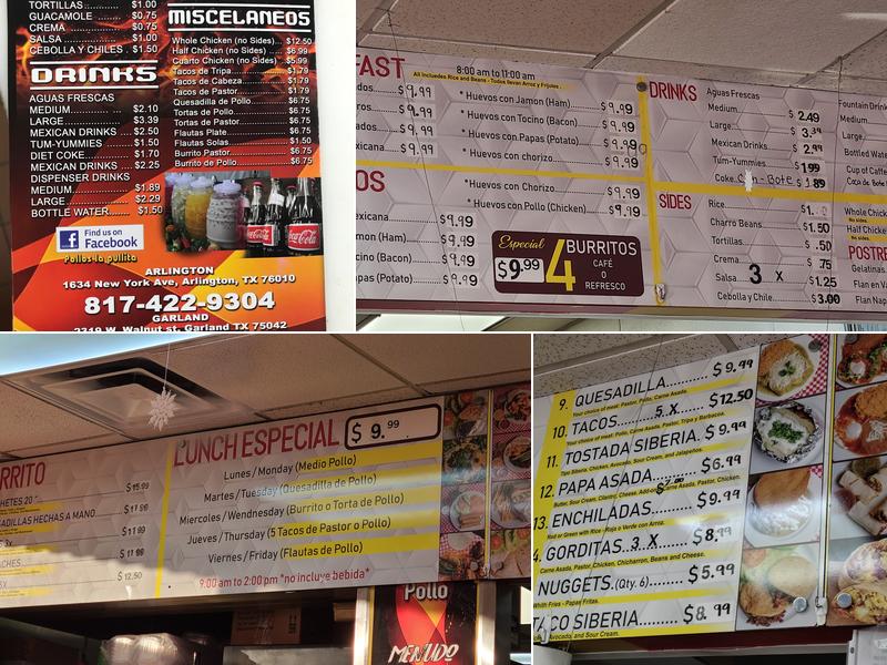 Pollos La Pullita Menu