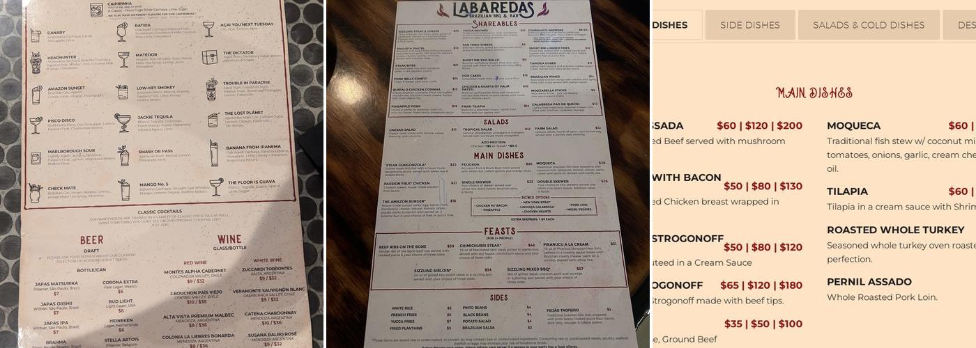 Labaredas Brazilian BBQ & Bar Menu