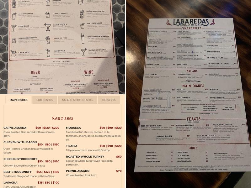 Labaredas Brazilian BBQ & Bar Menu