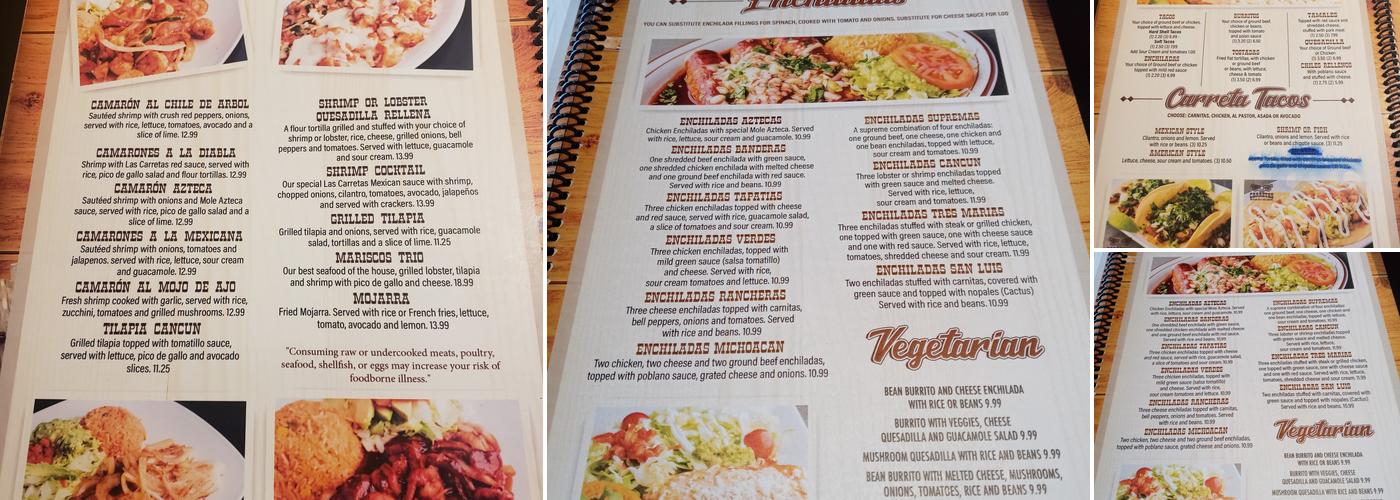 LAS CARRETAS MEXICAN RESTAURANT BAR AND GRILL Menu