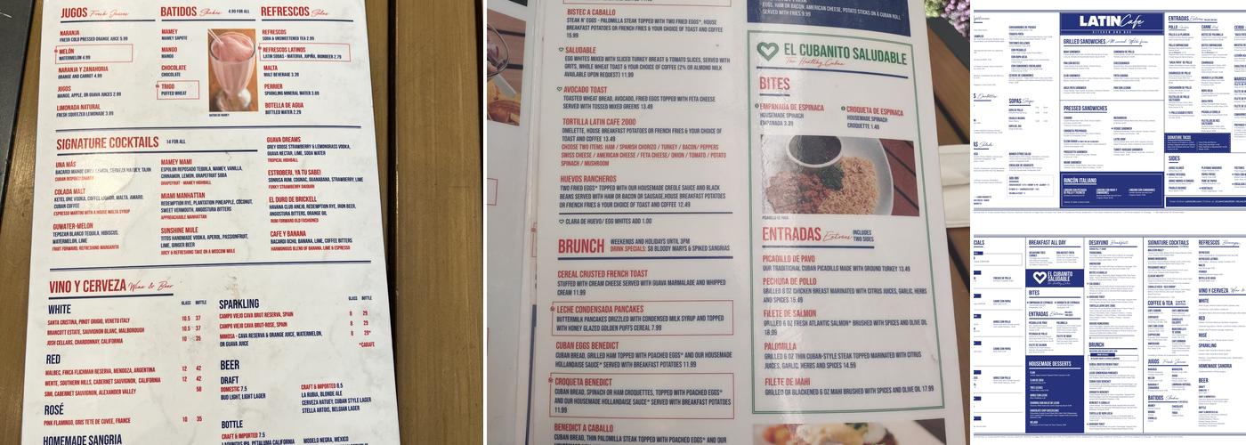 Latin Cafe 2000 - Brickell Menu