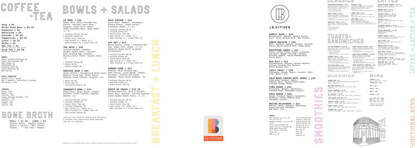 LB Kitchen Menu