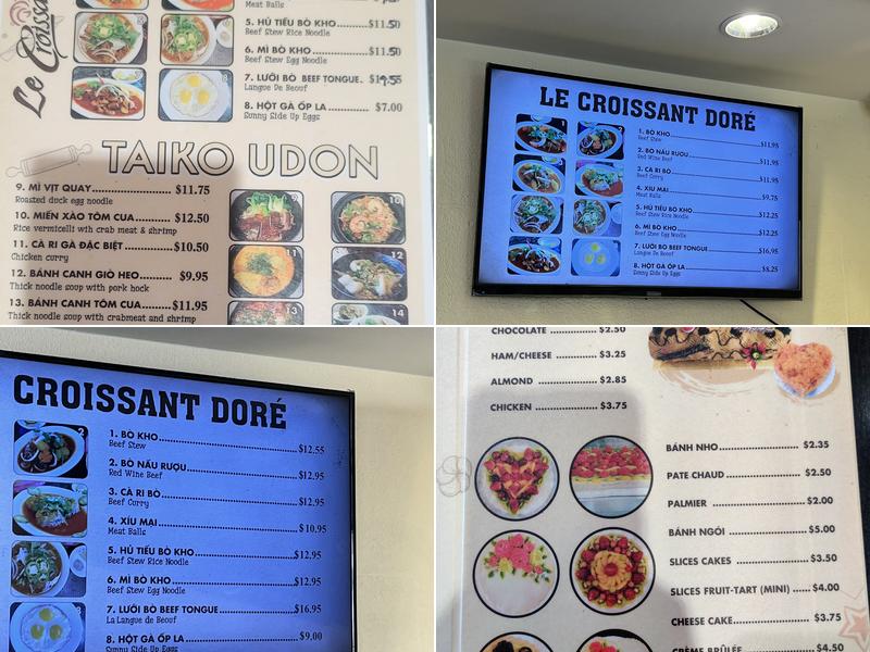 Le Croissant Doré Menu