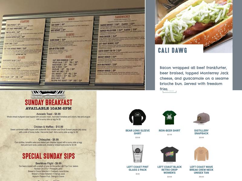 Left Coast Brewing Distillery Smokehouse Menu