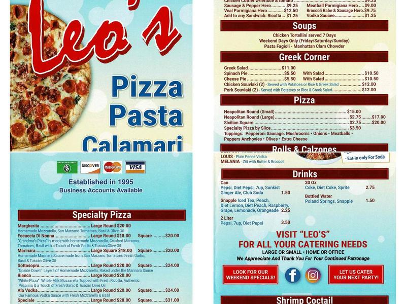 Leo's Casa Calamari Menu