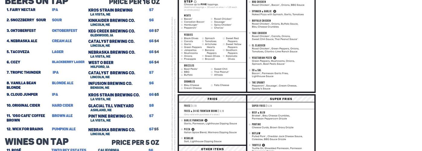 Lighthouse Pizza Menu