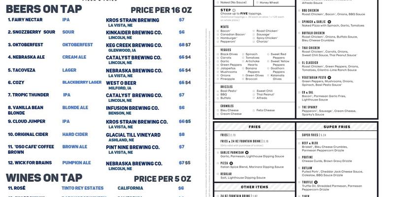 Lighthouse Pizza Menu