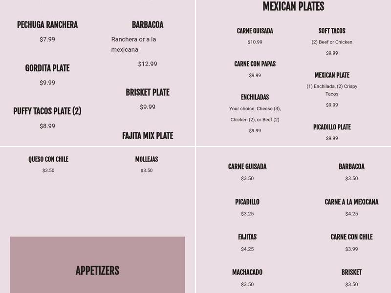 Los Potrillos Menu