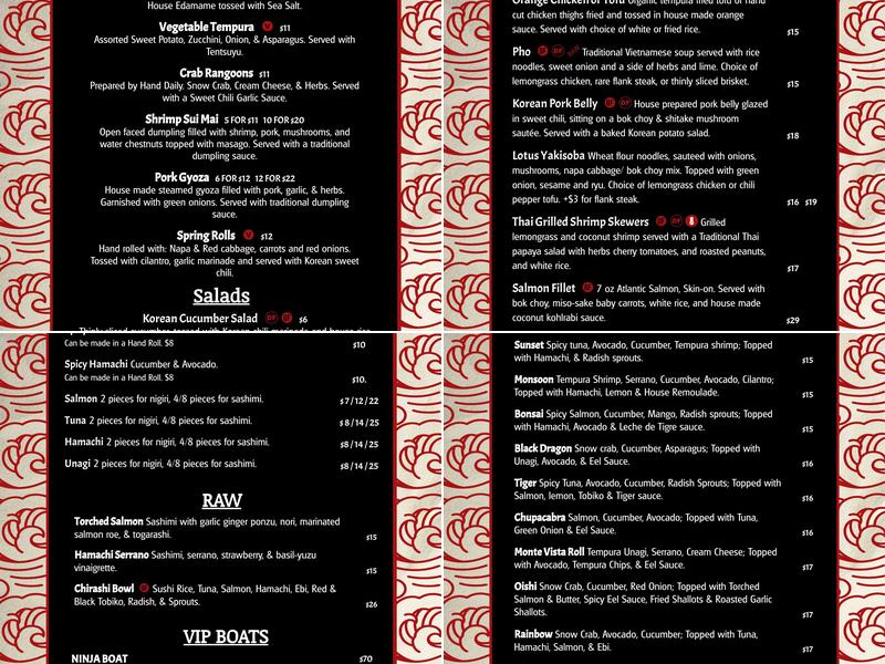 Lotus Lounge Menu