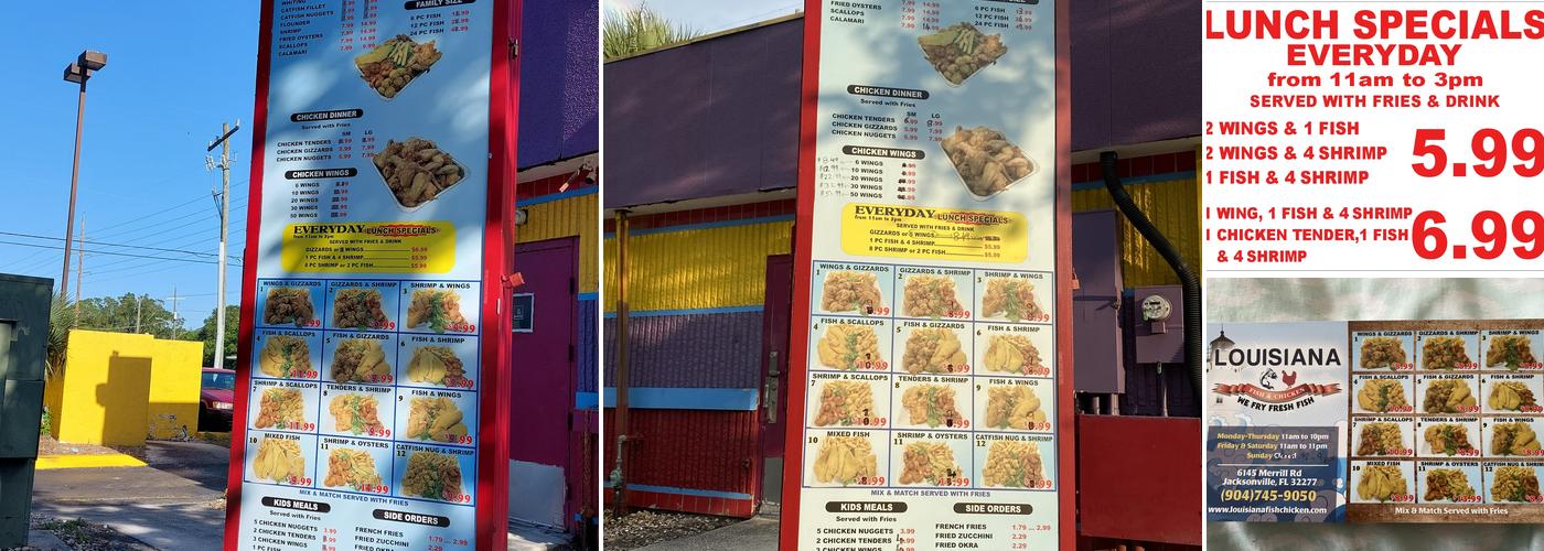 Louisiana Fish & Chicken Menu