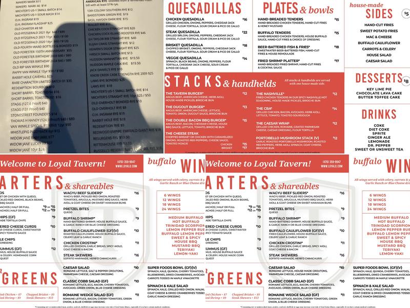 Loyal Tavern Menu