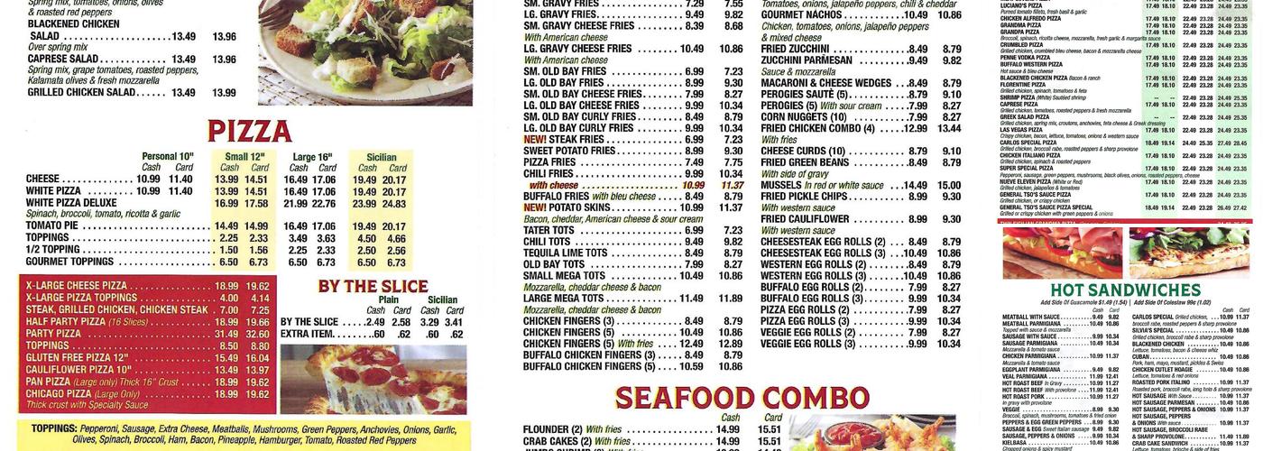 Luciano's Pizza Menu