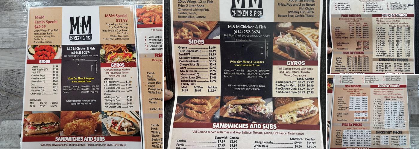 M & M CHICKEN & FISH Menu