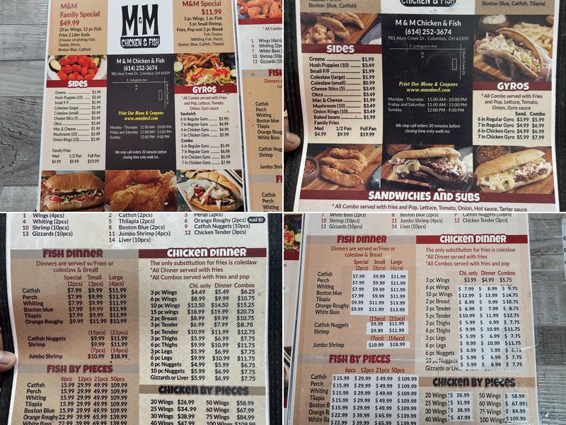 M & M CHICKEN & FISH Menu