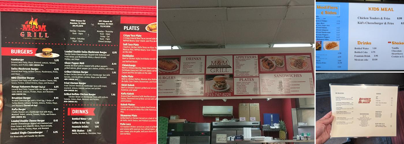 M&M Grill Menu