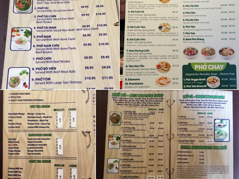 Madame Phở Menu