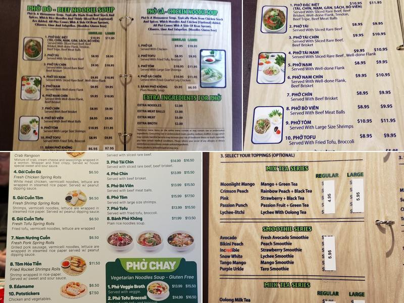 Madame Phở Menu